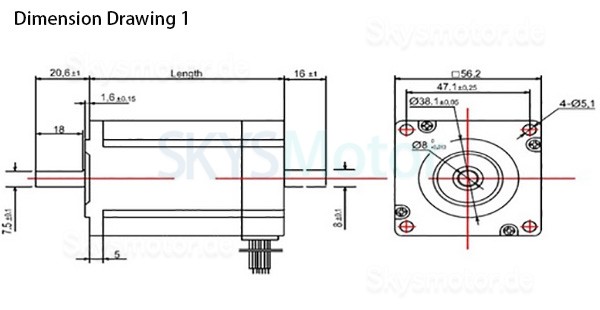 Oukeda NEMA 23 Schrittmotor OK57STH56-2804AD8-32 1,8 Grad 12,35Ncm 2 Phasen D-Cut